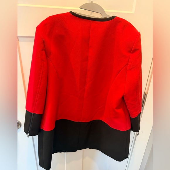 Mary Kay Red Black Colorblock Open Front Blazer Jacket XL - Picture 4 of 12